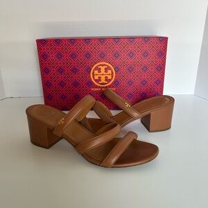 Tory Burch Tan Heels with Chunky Block Heel